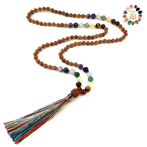 5 Mukhi Rudraksha with Seven Chakra Mala Beads