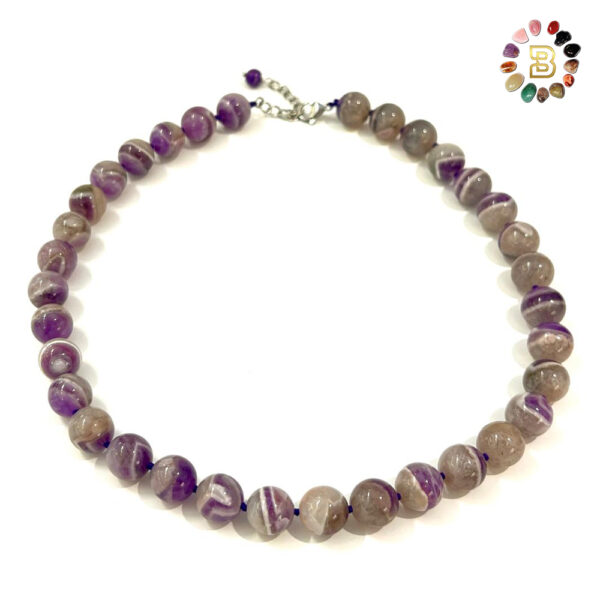 Amethyst  Necklace with Knots in Between (45Cm)