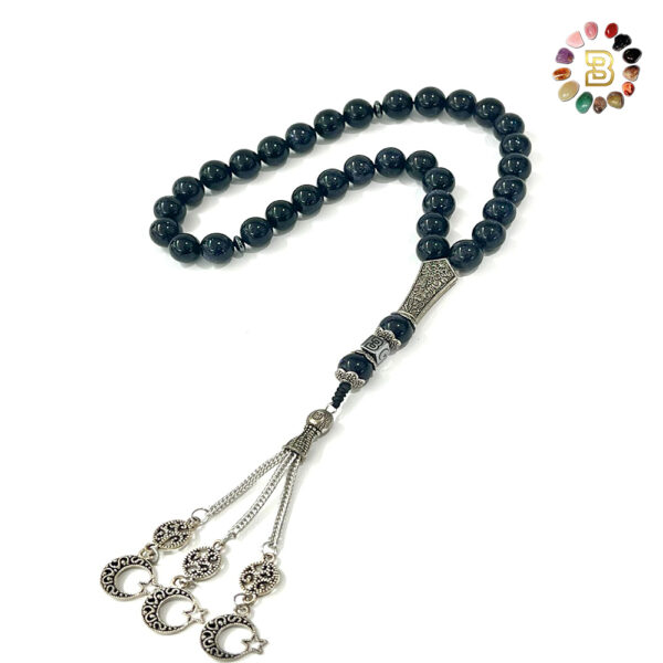 Blue Sandstone Tasbih with Metal Tassel 10mm