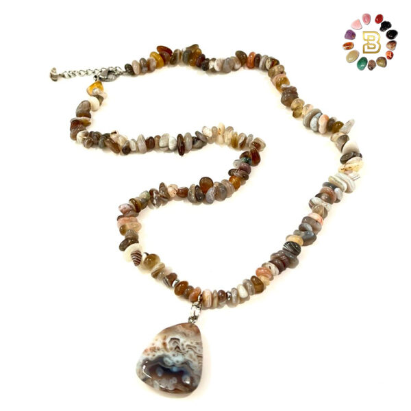 Botswanna Agate Chips with Pendant Necklace (55.5Cm)