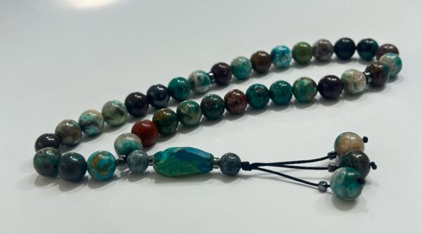 Chrysocolla Tasbih with raw Chrysocolla Stone
