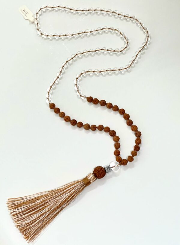 Clear Quartz with Rudraksha Mala Beads