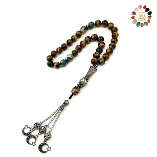 Indian Agate Tasbih with Metal Tassel 10mm