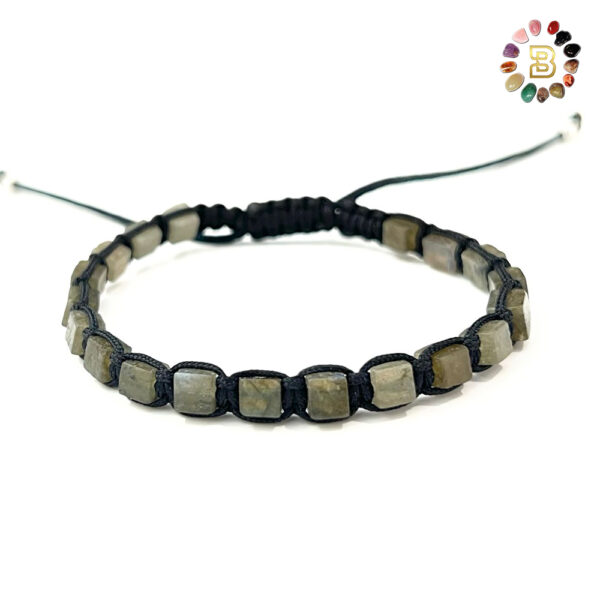 Labradorite Cube Shape Men Adjustable Bracelet