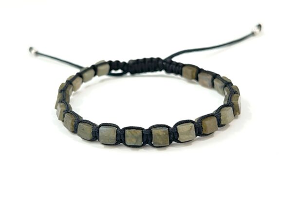 Labradorite Cube Shape Men Adjustable Bracelet