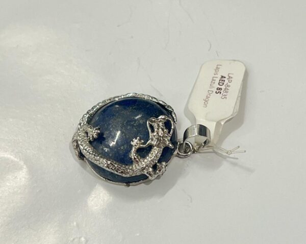 Lapis Lazuli Pendant with a Metal Dragon