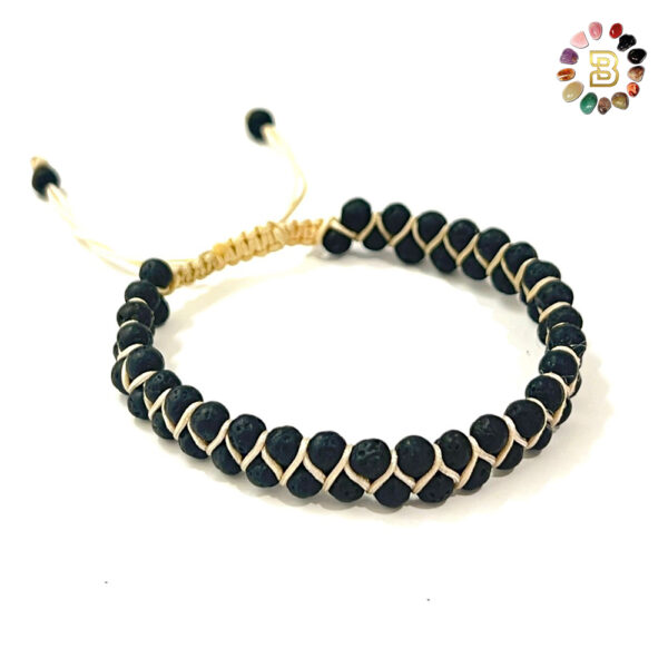 Lava Stone Double Men Bracelet 4mm