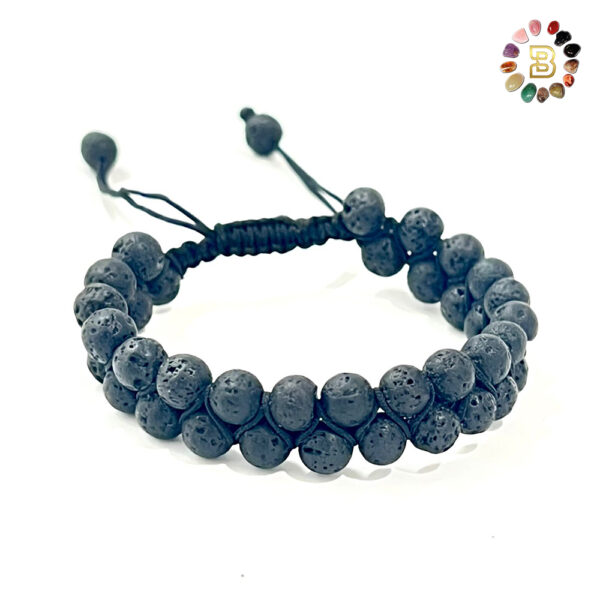 Lava Stone Double Men Bracelet 6mm