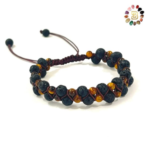 Lava Stone and Tiger Eye Double Men Bracelet