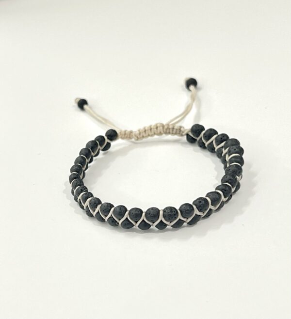 Lava Stone Double Men Bracelet 4mm
