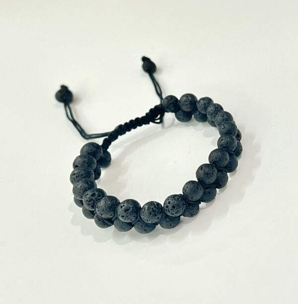 Lava Stone Double Men Bracelet 6mm