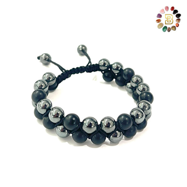 Matte Onyx and Hematite Double Men Bracelet (8mm)