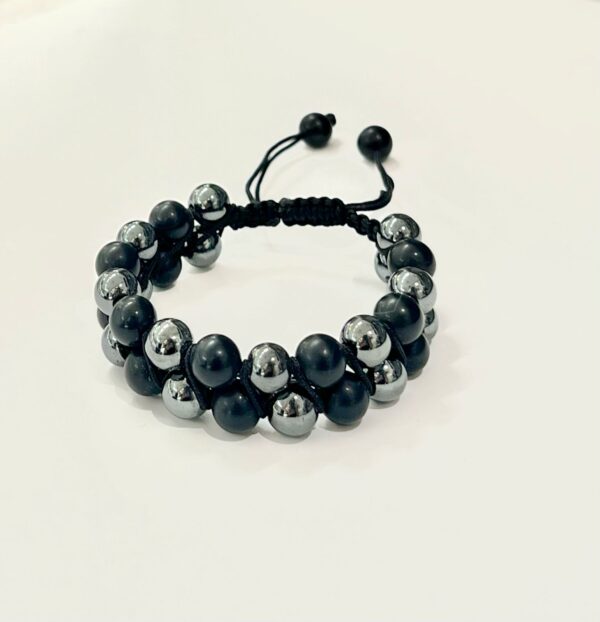Matte Onyx and Hematite Double Men Bracelet (8mm)