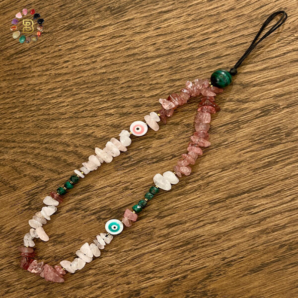 Natural Chips Stone Phone Chain/Strap with Shell Evil Eye