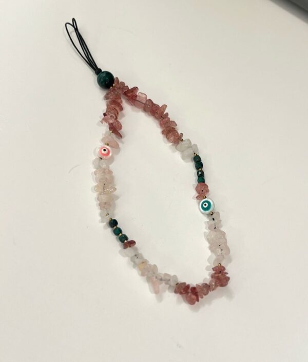 Natural Chips Stone Phone Chain/Strap with Shell Evil Eye