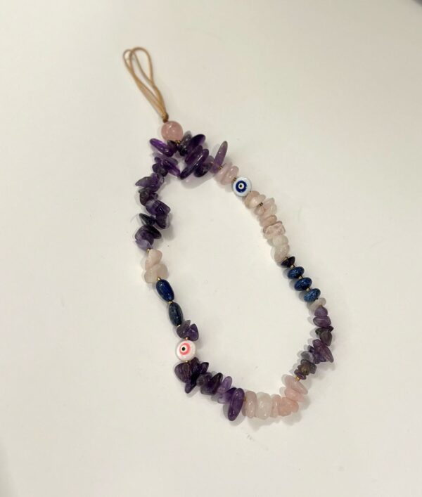 Natural Chips Stone Phone Chain/Strap with Shell Evil Eye