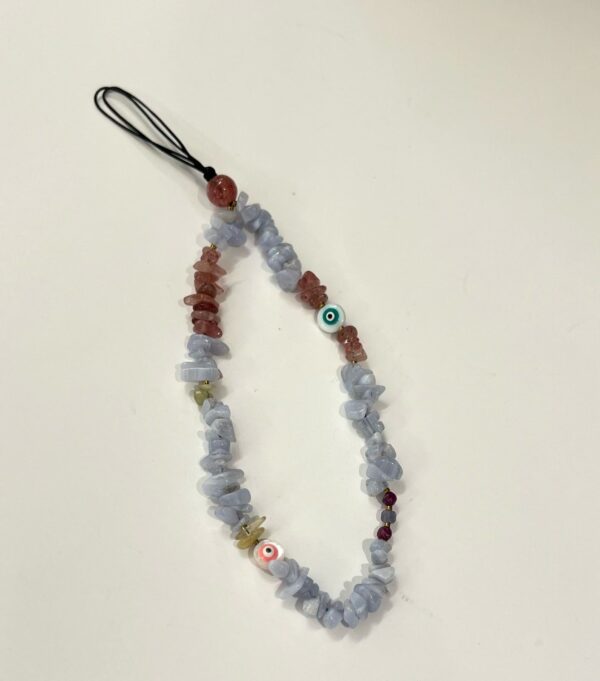 Natural Chips Stone Phone Chain/Strap with Shell Evil Eye