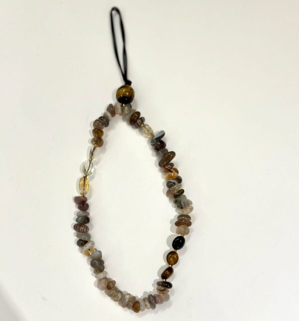 Natural Chips Stone Phone Chain/Strap with Shell Evil Eye(Botswanna agate,tiger eye and Citrine).