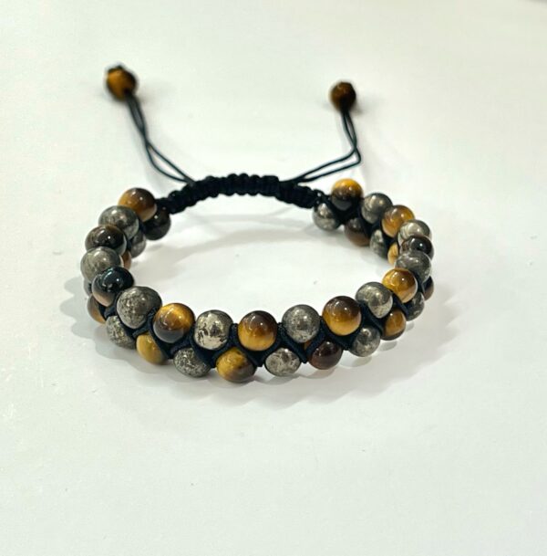 Pyrite and Tiger Eye Double Men Bracelet