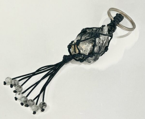 Raw Tourmalated Quartz Keychain