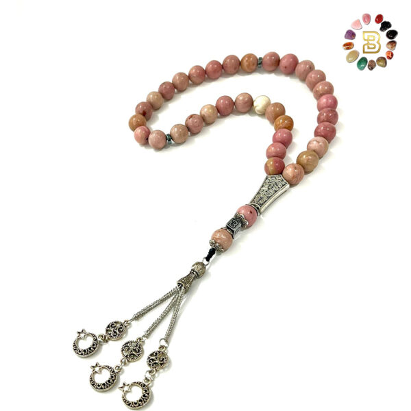 Rhodonite Tasbih with metal tassel 10mm