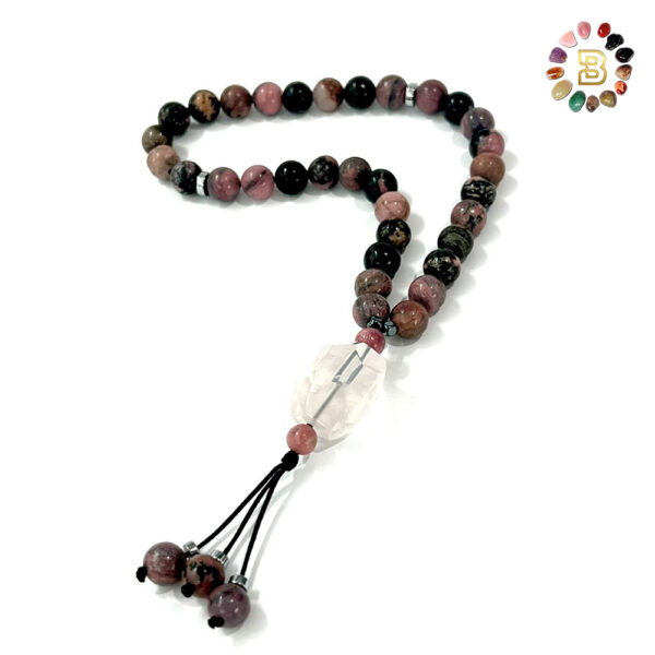 Rhodonite Tasbih with Tumbled Rose Quartz Stone