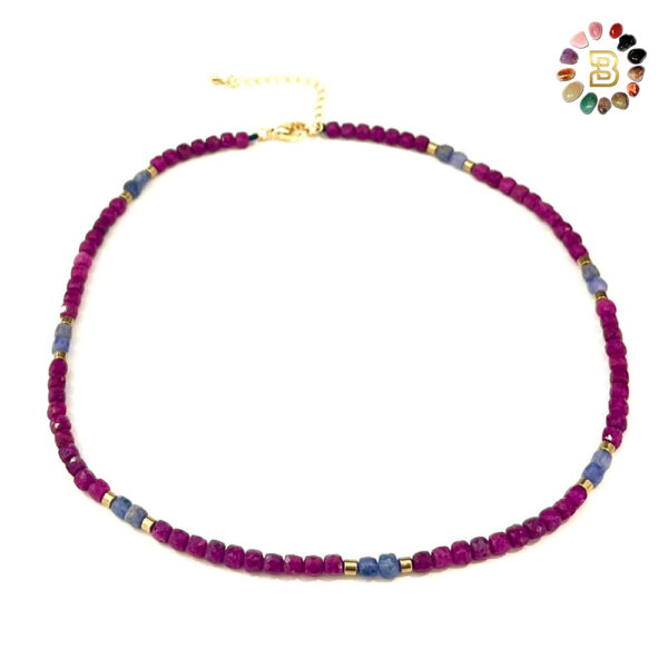 Ruby with Tanzanite Faceted Necklace 4mm(41cm)
