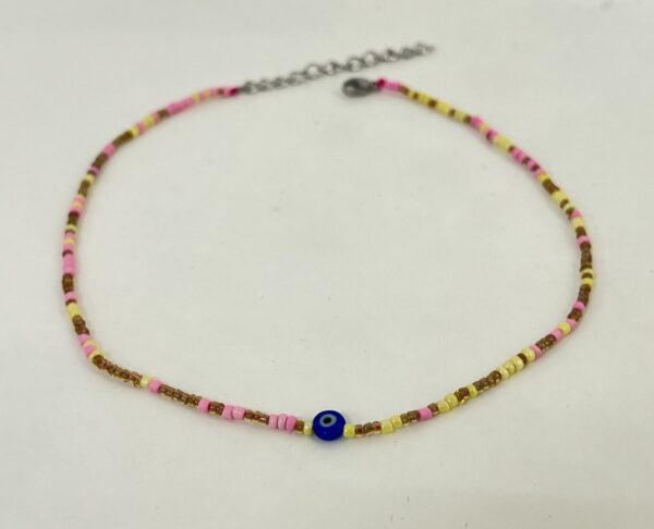 Seed Beads Necklace with Evil Eye