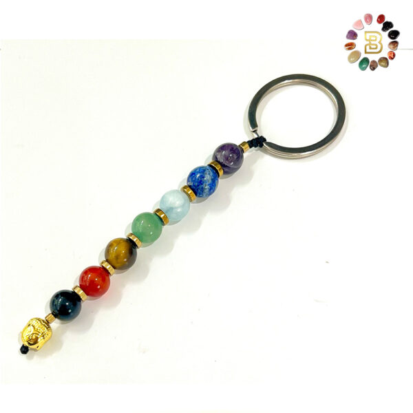 Seven Chakra with Hematite Buddha Keychain