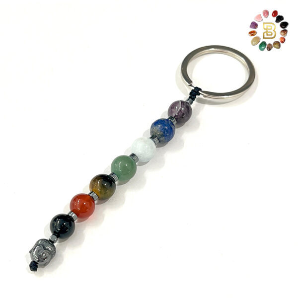 Seven Chakra with Hematite Buddha Keychain