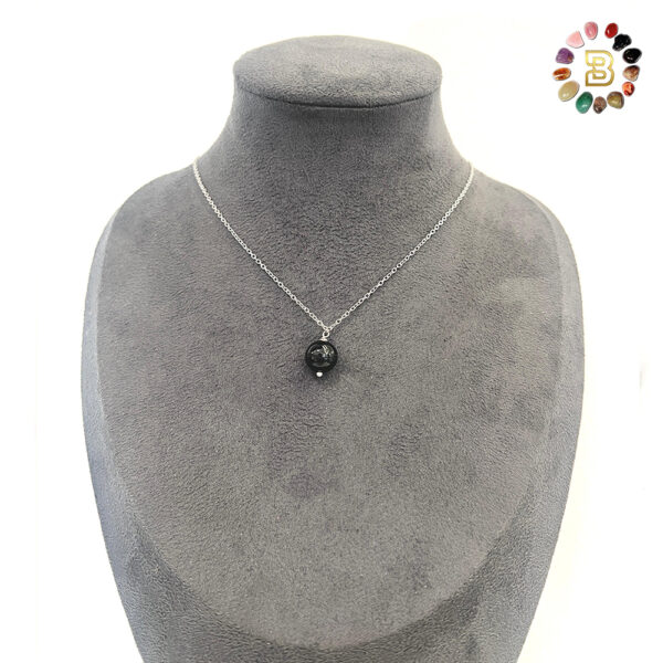 Single Stone Black Tourmaline Stainless Steel Necklace