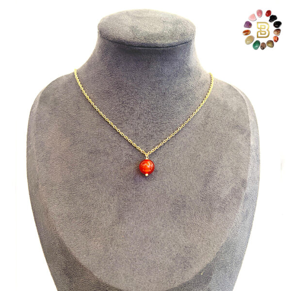 Single Stone Carnelian  Stainless Steel Necklace