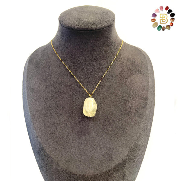Single Stone Citrine Tumbled Stainless Steel Necklace