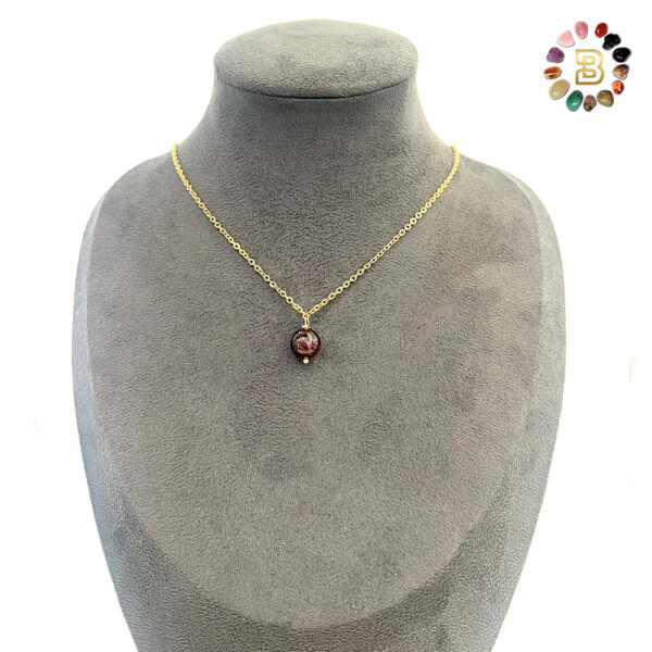 Single Stone Garnet Stainless Steel Necklace