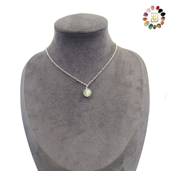Single Stone Prehnite  Stainless Steel Necklace