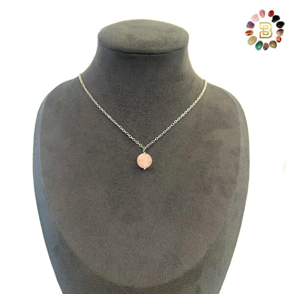 Single Stone Rose Quartz Stainless Steel Necklace