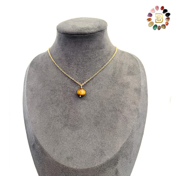 Single Stone Tiger Eye  Stainless Steel Necklace