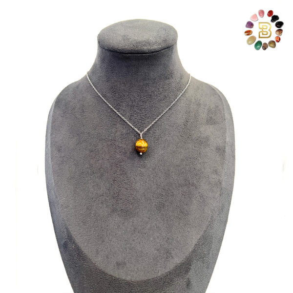 Single Stone Tiger Eye Stainless Steel Necklace