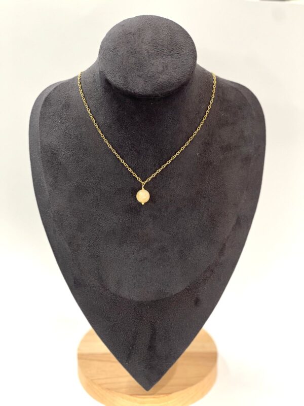 Single Stone Citrine Stainless Steel Necklace