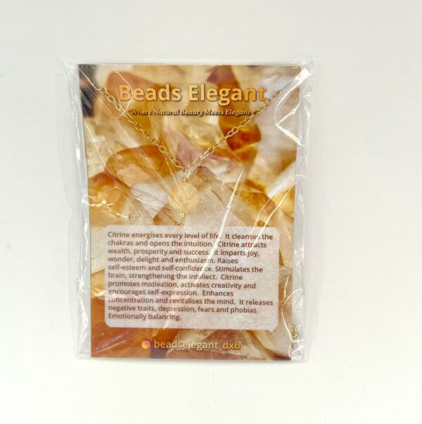 Single Stone Citrine Stainless Steel Necklace