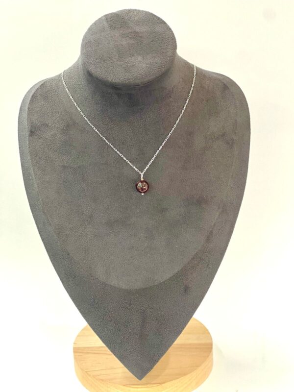 Single Stone Garnet Stainless Steel Necklace