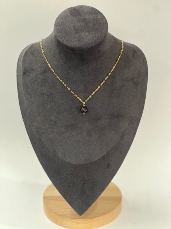 Single Stone Garnet Stainless Steel Necklace