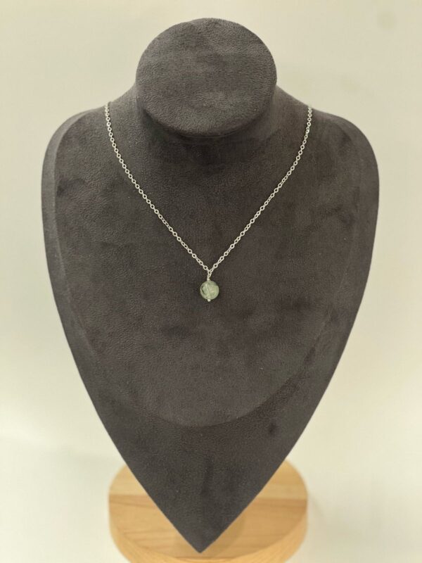 Single Stone Prehnite  Stainless Steel Necklace