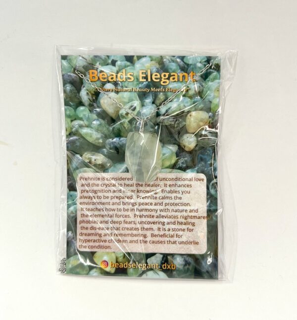 Single Stone Prehnite Stainless Steel Necklace