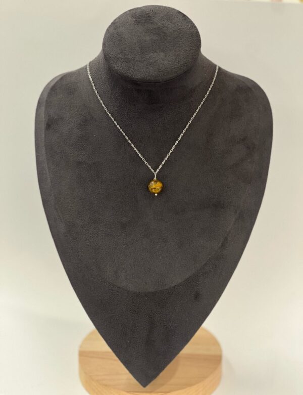 Single Stone Tiger Eye Stainless Steel Necklace