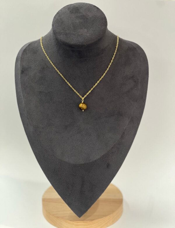 Single Stone Tiger Eye  Stainless Steel Necklace