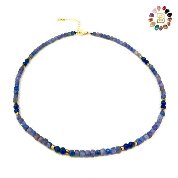 Tanzanite with Lapis Lazuli Faceted Necklace 4mm (42cm)
