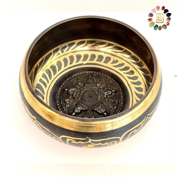 Tibetan Singing Bowl with 5 buddha Carving(13cm)