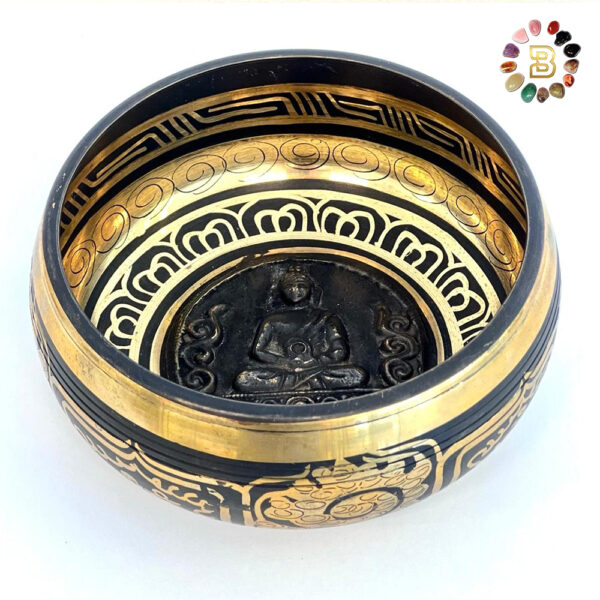 Tibetan Singing Bowl with Buddha Carving(13cm)