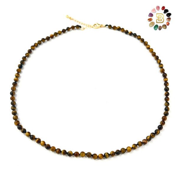 Tiger Eye 4mm Necklace with Knots in Between (47Cm)
